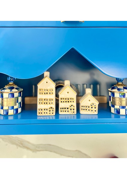 Beyaz 3lu Seramik Ev Mumluklar, House Mumluk Seti. Ev Obje. 3 Seramik fiyatları