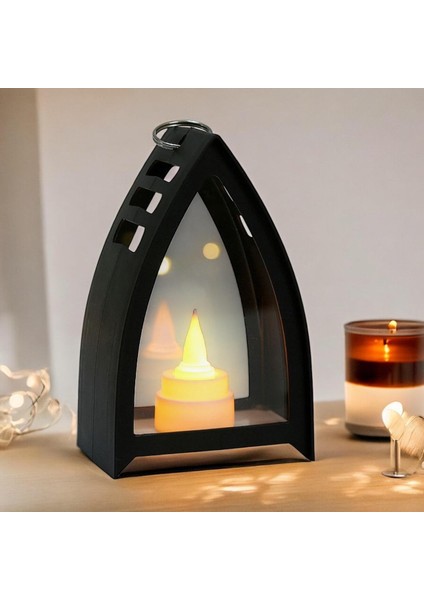 Ev Bahçe Teras Balkon Dekorasyon Rüzgar Lambası Tipi Dekoratif Alevli LED Mum