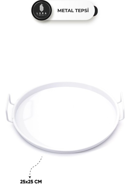 3'lü Vera Beyaz Metal Kahve ve Çay Sunum Tepsisi Seti - 25 cm Zarif ve Modern Tasarım fırsatları