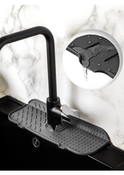Elastik Musluk Mat Su Tutucu Düzenleyici Silikon Kaydırmaz Mutfak Banyo Lavabo Tezgah Üstü Matı