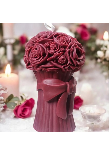 Çiçek Buketi Dekoratif ve Hediyelik Kokulu Organik Soya Mumu