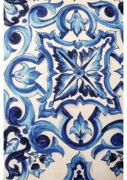 Mavi Çini Desen Tasarımlı Fitilli Kırlent Kılıfı - 43 x 43 cm fiyatları