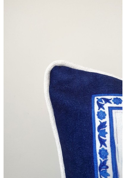 Mavi Çini Desen Tasarımlı Fitilli Kırlent Kılıfı - 43 x 43 cm modelleri