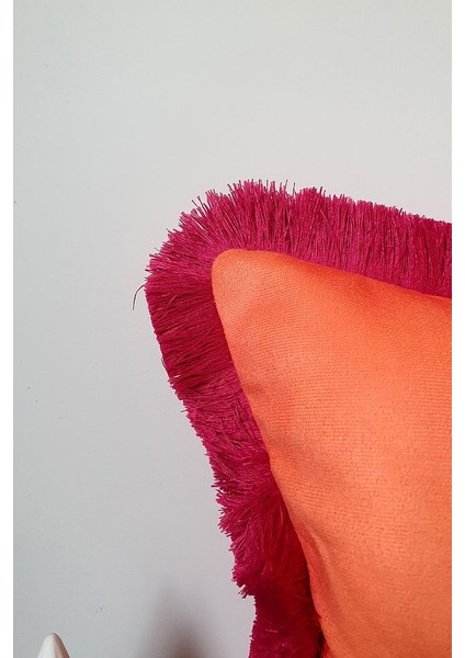 Tarz Sahibi Zürafa Tasarımlı Turuncu Kırlent Kılıfı Saçak Detaylı - 43 x 43 cm modelleri