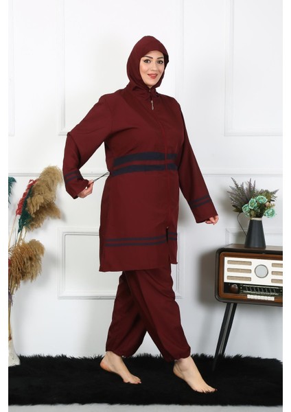 Büyük Beden Tesettür Mayo 7XL-8XL-9XL-10XL Bordo 55010