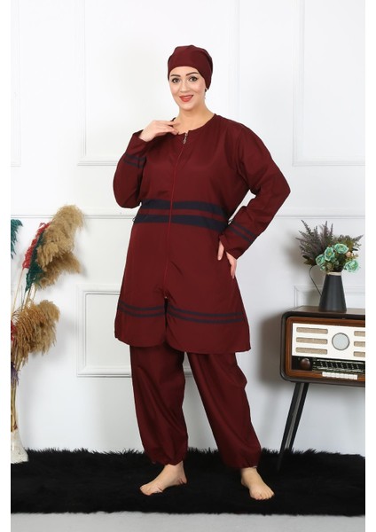 Büyük Beden Tesettür Mayo 7XL-8XL-9XL-10XL Bordo 55010