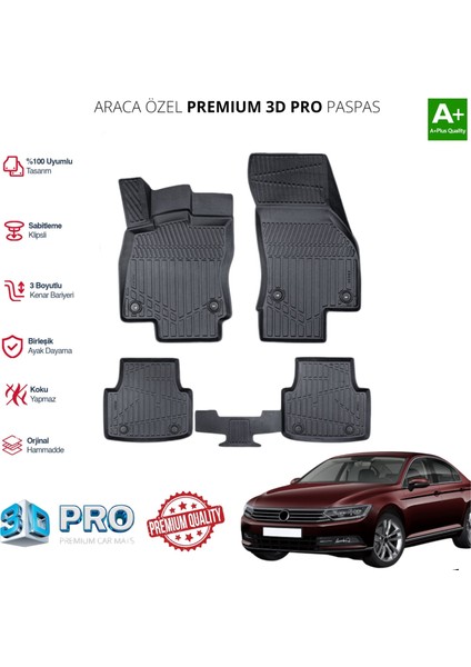 Passat B8 Araca Özel 3D Paspas 2015 2016 2017 2018 2019 2020