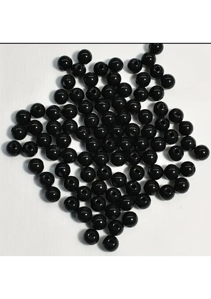 50 Adet 6 Mm Polyester Siyah İnci Boncuk Bileklik Kolye Takı Yapım Malzemeleri
