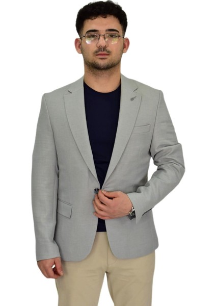 Erkek Gri Tek Spor Ceket Çift Yırtmaçlı BGL-ST04465