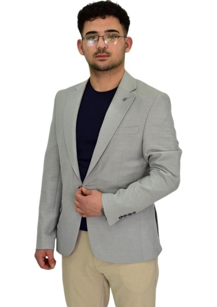 Erkek Gri Tek Spor Ceket Çift Yırtmaçlı BGL-ST04465