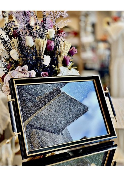 Siyah Simli Çay Tepsisi,çay Tepsisi,lüks Çay Tepsisi