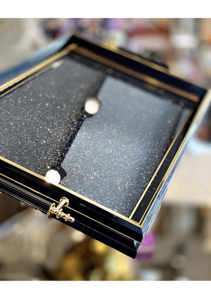 Siyah Simli Çay Tepsisi,çay Tepsisi,lüks Çay Tepsisi fiyatları