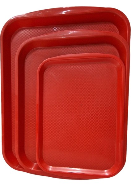 3 Boy Abs Plastik Kırmızı Renk Servis Tepsisi fiyatları