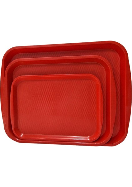 3 Boy Abs Plastik Kırmızı Renk Servis Tepsisi fırsatları
