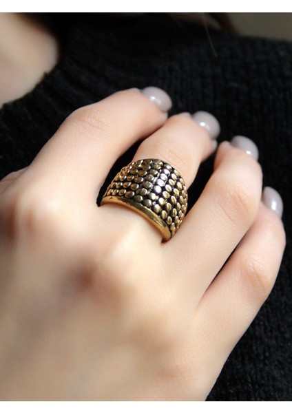 Yuvarlak Desenli Antik Ayarlanabilir Kadın Yüzük EUY1253 fiyatları