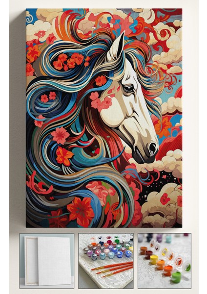 Sayılarla Boyama Çerçeveli Hobi Seti Numaralı Tuval Fırça Boya Dahil Kasnaklı 40X50 cm Portakal Gözler