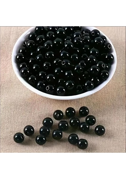 10 Mm 50 Polyester Siyah İnci Boncuk Kolye Bileklik Takı Yapım Malzemeleri