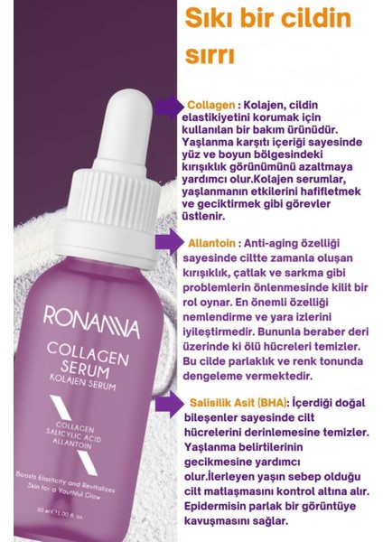 Kolajen Serum - Botox Etkili, Allantoin, Salisilik Asit, Hyalüronik Asit - 30ML