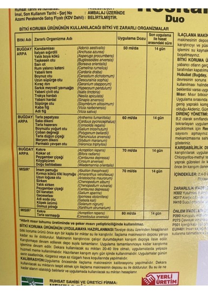 Mısır için Yabancı Ot ilacı Mısır için Yabani Ot ilacı 5 LT