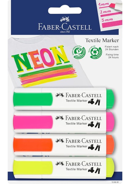 - Tekstil Markörü, Neon Renkler 4'lü