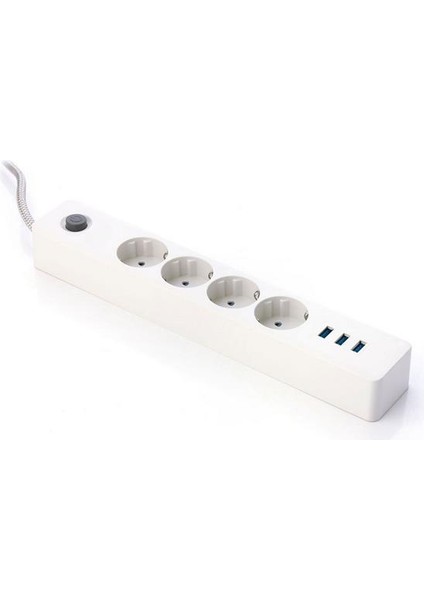 Termak Akım Korumalı 4 Priz 3 USB Girişli Uzatma Kablosu Güç ve Şarj Siyah Renk Gönderilir