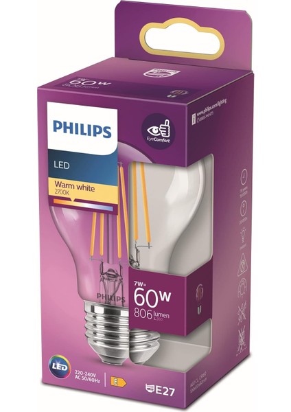 Metrashop LED Classic 60W A60 E27 Non-Dim 2700K Sarı Işık LED Filament Ampul