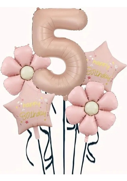 Papatya Karamel Happy Birthday 5 Yaş Folyo Balon Set
