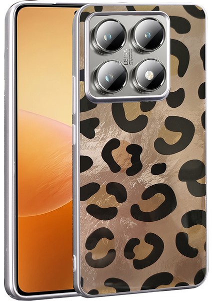 Xiaomi Mi 14T Pro Kılıf Kamera Kısmı Çıkıntılı Geometrik Kurdele Leoapar Desenli Estetik Kapak