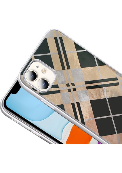 Iphone 11 Uyumlu Kılıf Kamera Kısmı Çıkıntı Geometrik Kurdele Leoapar Desenli Estetik Kapak modelleri