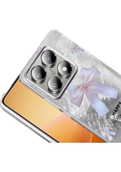 Xiaomi Redmi Note 14 Pro Kılıf Kamera Kısmı Çıkıntı Geometrik Kurdele Leoapar Desenli Estetik Kapak