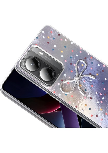 Xiaomi Poco X7 Pro Uyumlu Kılıf Kamera Korumalı Kurdele Deseni Parıltılı Parçacıklı Slikon Kapak modelleri