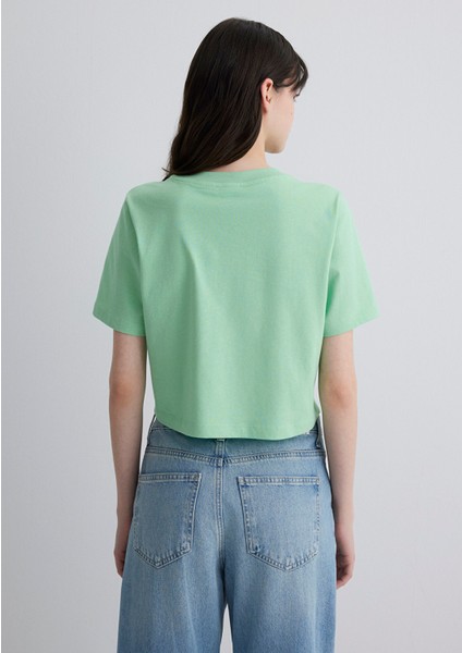 Yeşil Crop Basic Tişört 1613072-71759