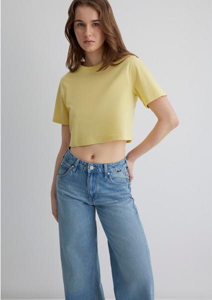 Sarı Crop Basic Tişört 1613072-71285