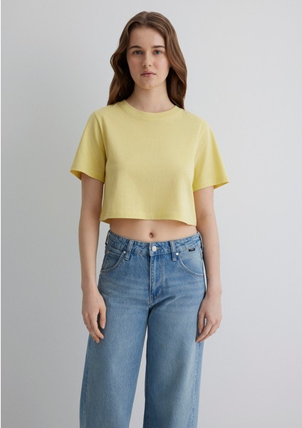 Sarı Crop Basic Tişört 1613072-71285