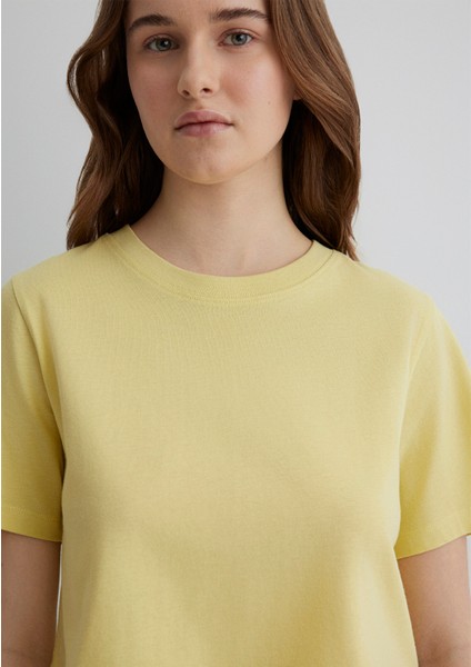 Sarı Crop Basic Tişört 1613072-71285