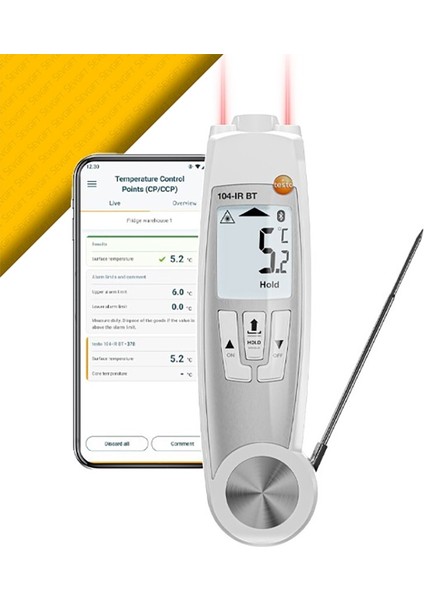 Testo 104 Ir Bt Akıllı Lazerli ve Problu Gıda Termometresi
