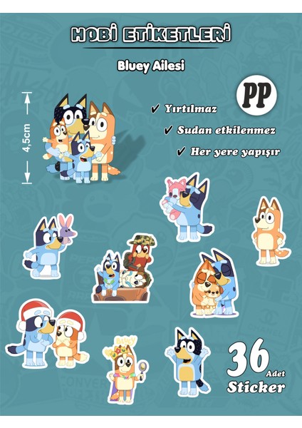 Bluey Ailesi Hobi Etiket Seti