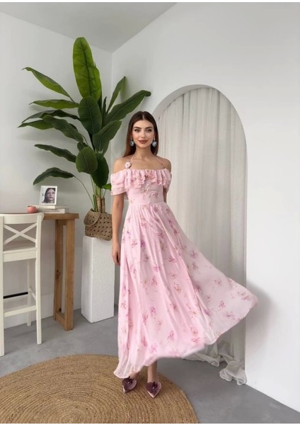Elmi Çiçek Detaylı Elbise