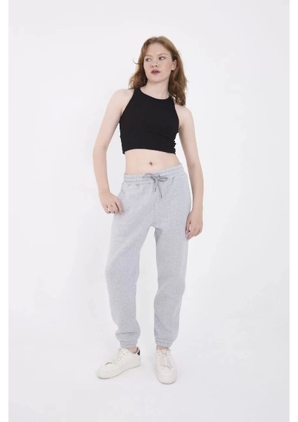 Üç Iplik Basic Lastikli Eşofman Pantolon - Gri