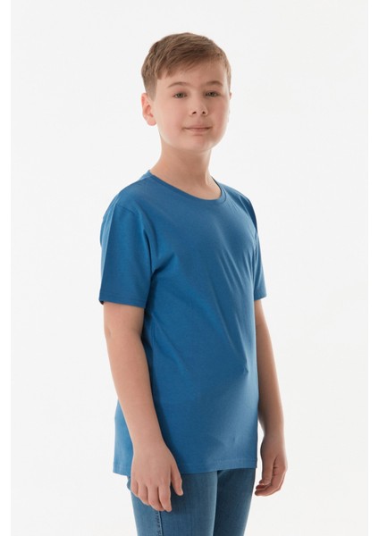 %100 Pamuk Arkası Baskılı Erkek Çocuk Tişört