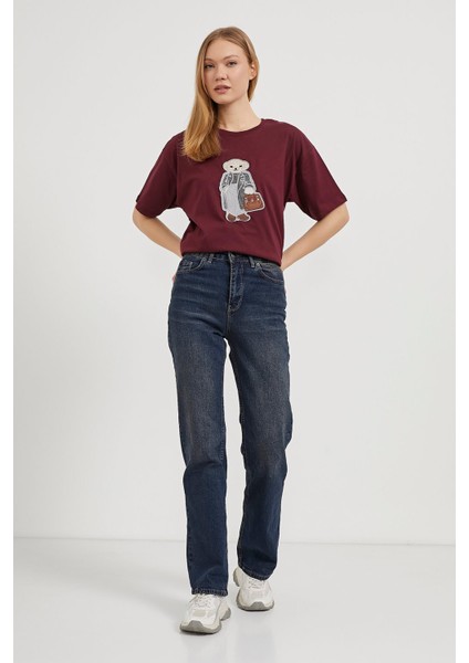 Armalıfe 1303 Ayıcık Detaylı Bis Yaka Kadın T-Shırt fırsatları