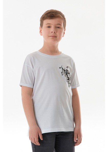 %100 Pamuk Yazı Baskılı Erkek Çocuk Tişört modelleri