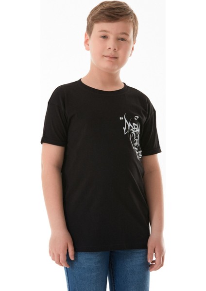 %100 Pamuk Yazı Baskılı Erkek Çocuk Tişört modelleri