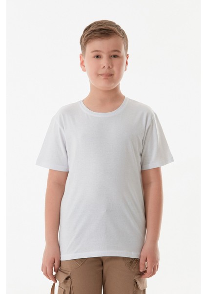 %100 Pamuk Arkası Baskılı Erkek Çocuk Tişört