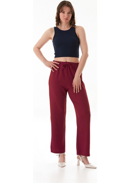 Bürümcük Kumaş Beli Bağlamalı Pantolon