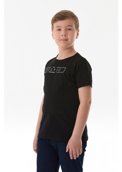 %100 Pamuk Rustic Yazı Baskılı Erkek Çocuk Tişört modelleri