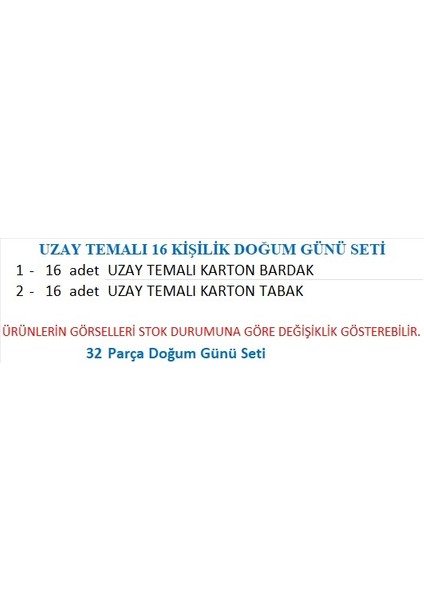 16 Kişilik Uzay Temalı Bardak Tabak Set fiyatları
