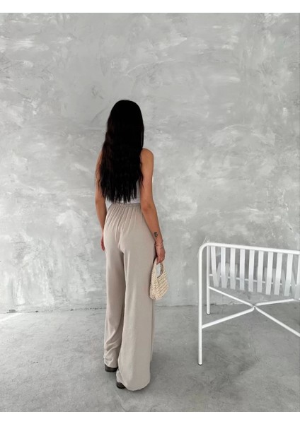Ayrobin Oversize Kadın Pantalon - Bej