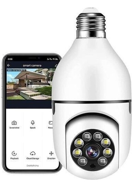 Buffer® Wifi 360 Panoramik Ampul Kamera Gece Görüş Ses Akıllı Hareket Algılayıcı