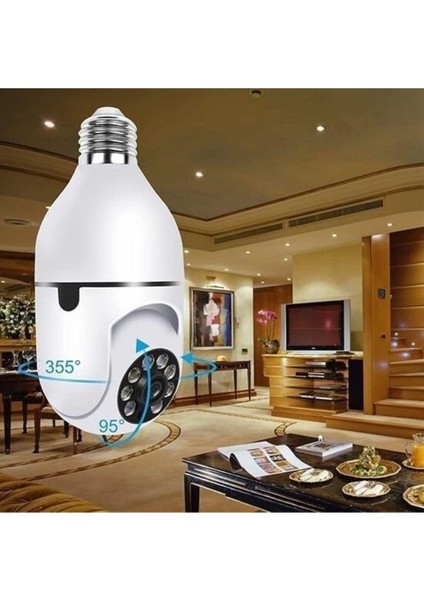 Buffer® Wifi 360 Panoramik Ampul Kamera Gece Görüş Ses Akıllı Hareket Algılayıcı